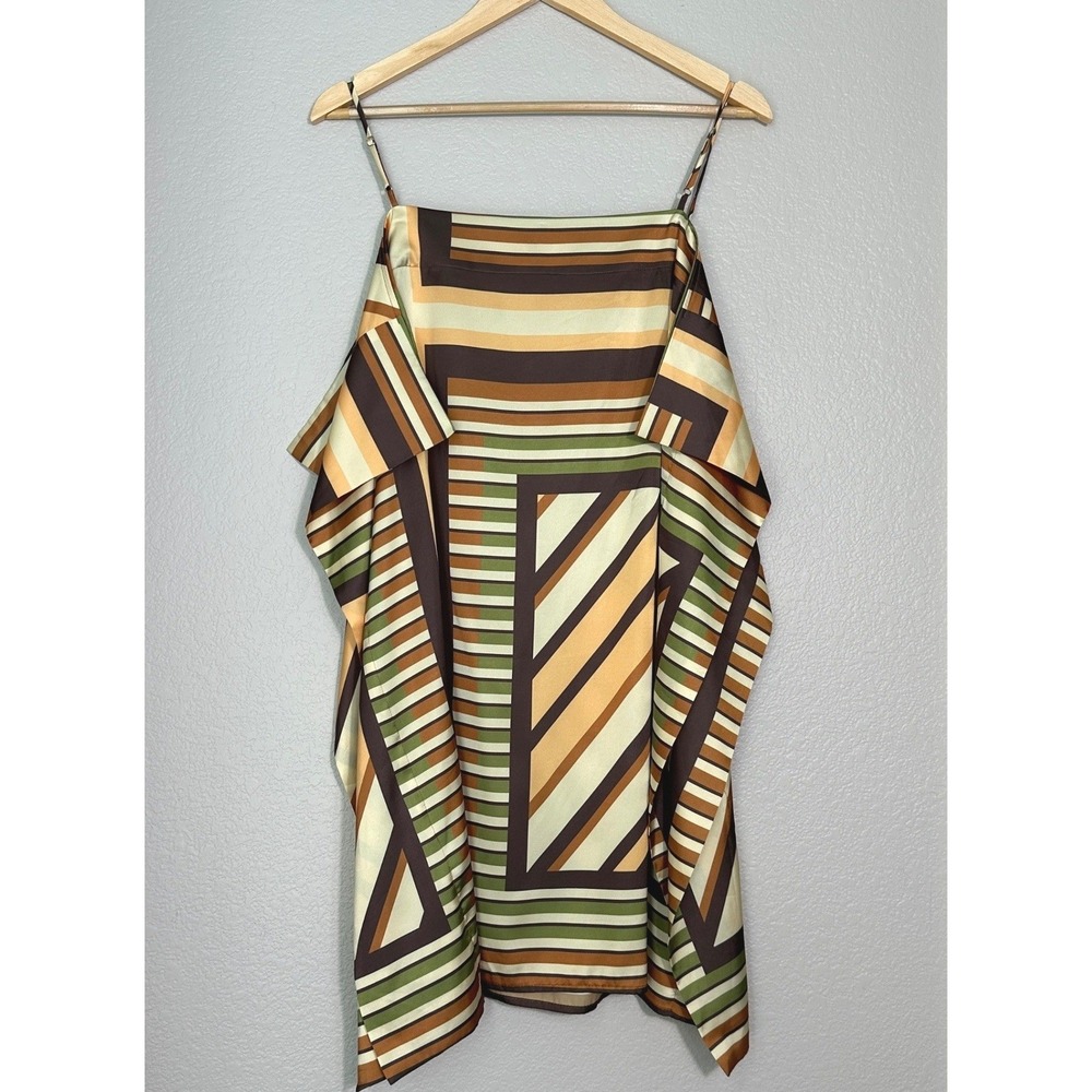 MISA Los Angeles Mayam Draped Geometric Mini Dress L Brown Green Festival Resort - Picture 4 of 12